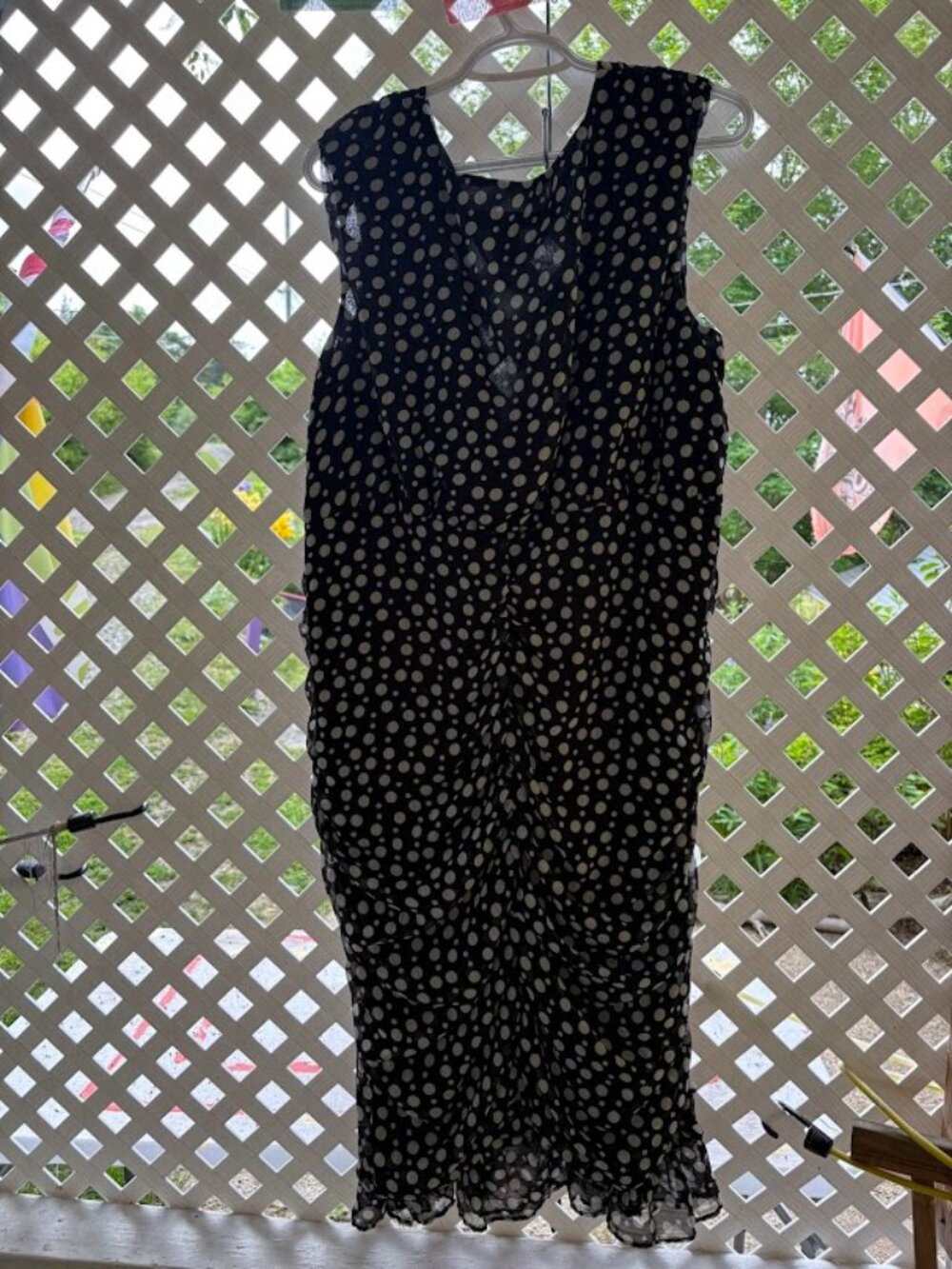 Ashley Stewart Polka Dot Ruched Midi Dress | Size 18 | Made in Canada